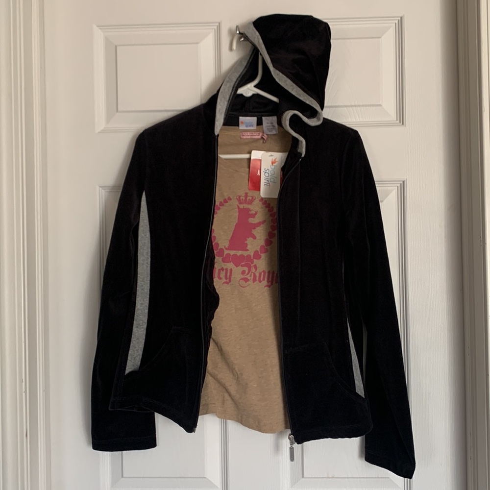 $20/2 Black Terry Hoodie Zip Up NWT Lounge